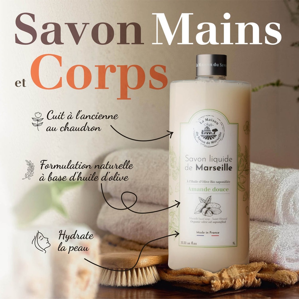 JABON LIQUIDO DE MARSELLA 1L ALMENDRA DULCE