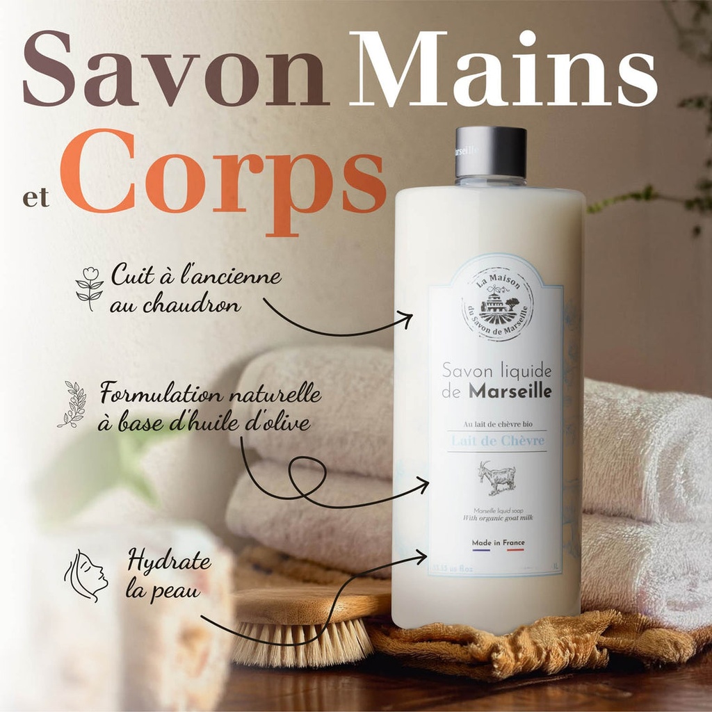 JABÓN DE MARSELLA LÍQUIDO 1L - LECHE DE CABRA BIO