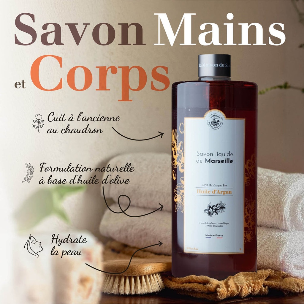 JABÓN LÍQUIDO DE MARSELLA 1L ACEITE DE ARGAN