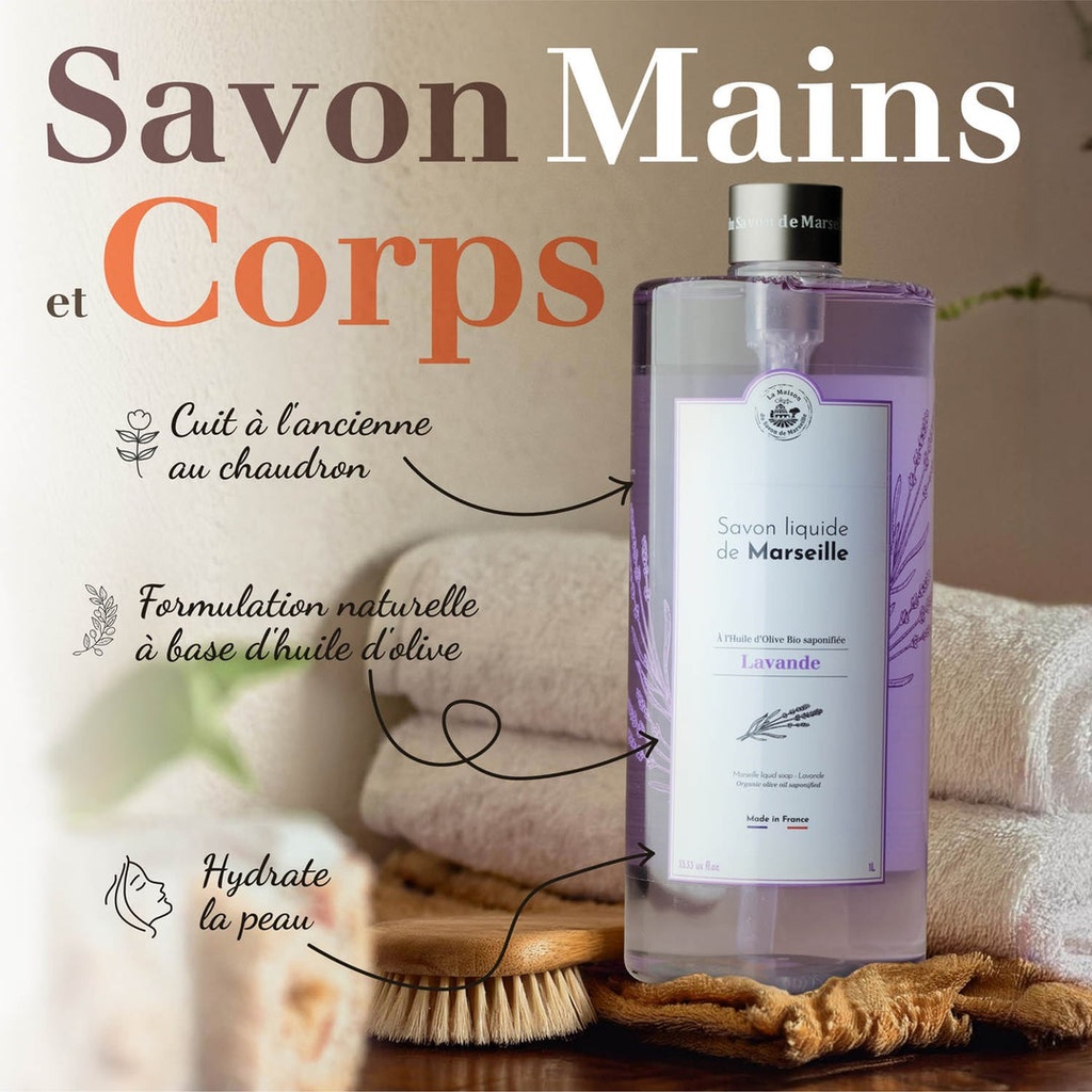 JABÓN LÍQUIDO DE MARSELLA 1L LAVANDA