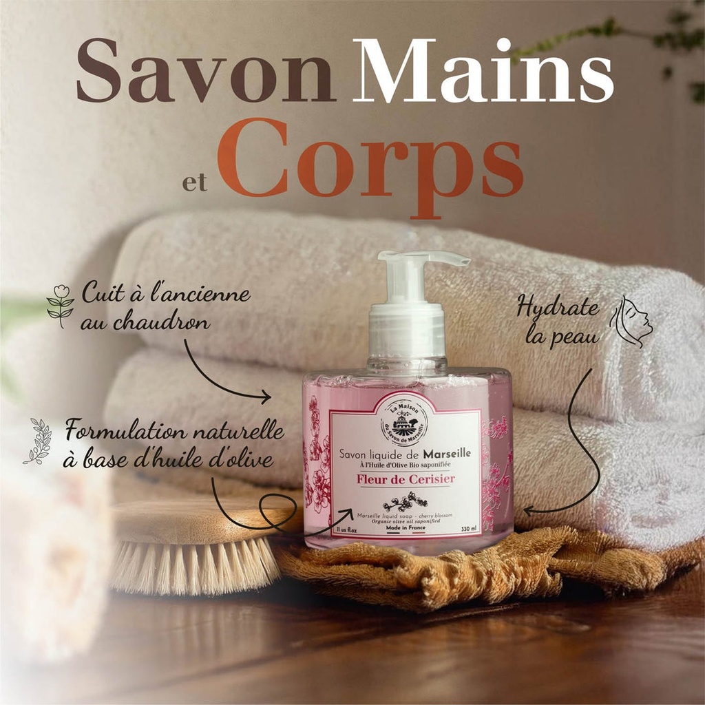 JABÓN LÍQUIDO DE MARSELLA 330ML  -FLOR DE CEREZO