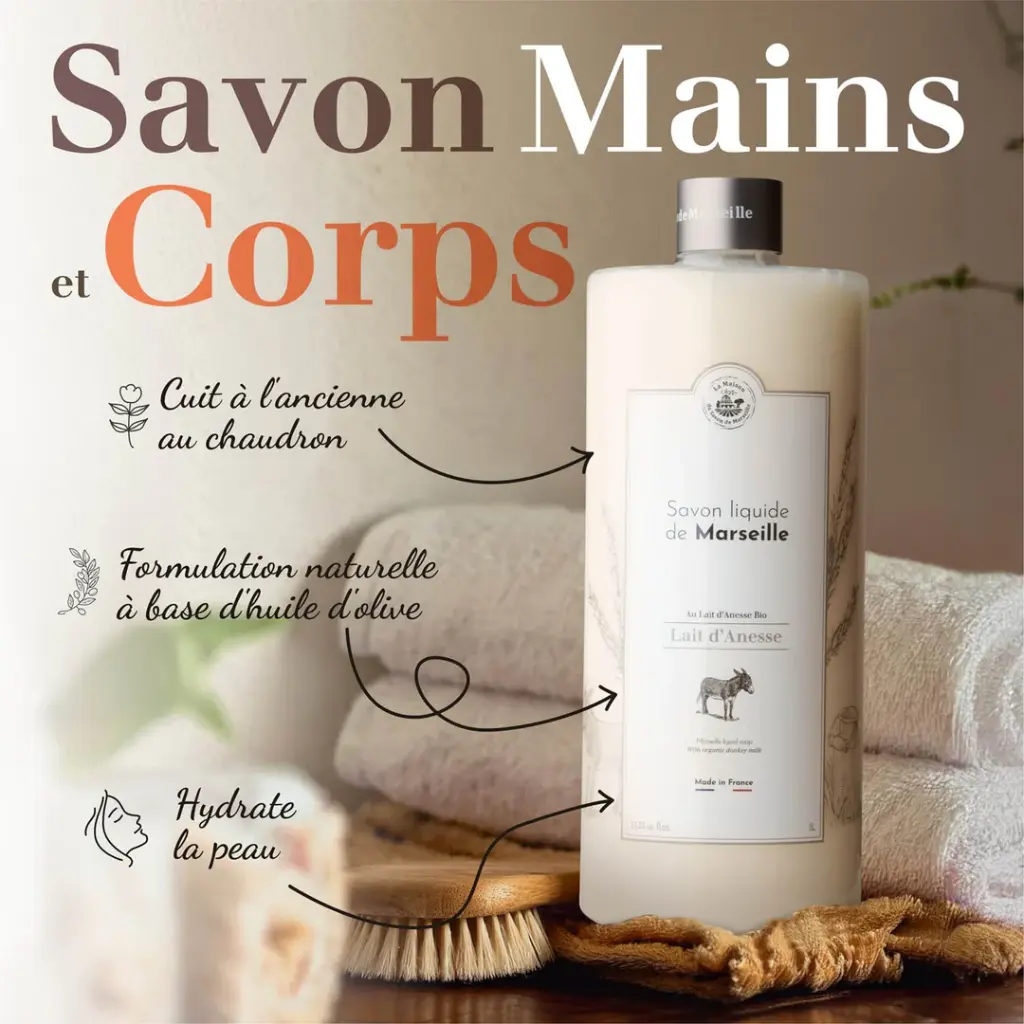 JABÓN LÍQUIDO DE MARSELLA 1L LECHE DE BURRA