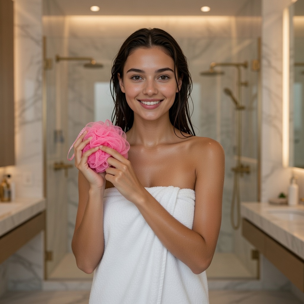 ESPONJA FLOR DE DUCHA - ROSA