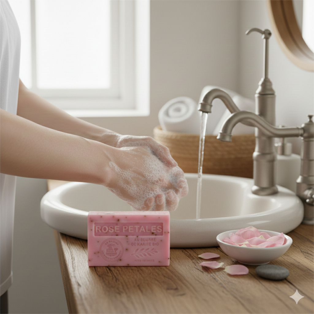 JABÓN KARITÉ PÉTALOS DE ROSA EXFOLIANTE 125G