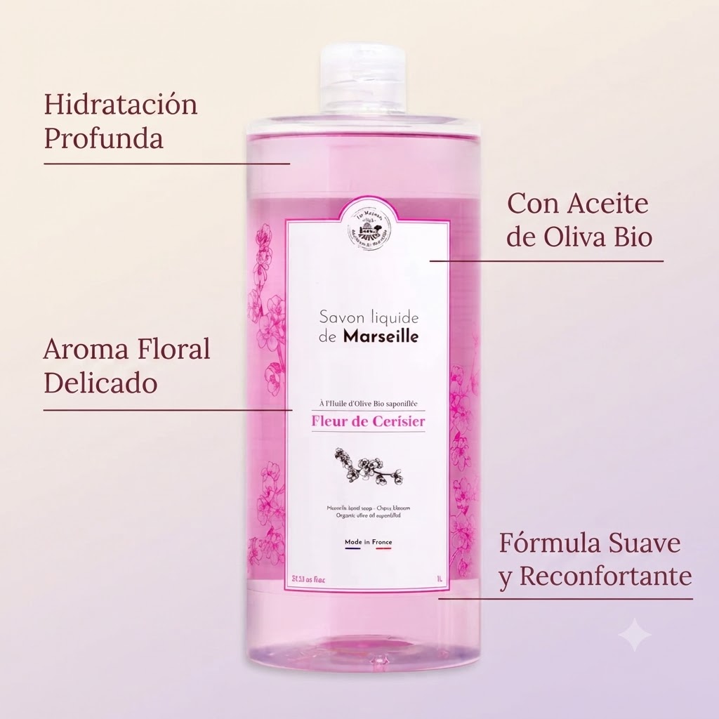 JABÓN LÍQUIDO DE MARSELLA 1L -  FLOR DE CEREZO
