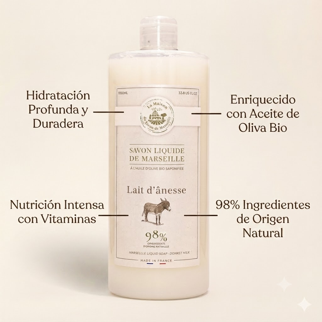 JABÓN LÍQUIDO DE MARSELLA 1L LECHE DE BURRA