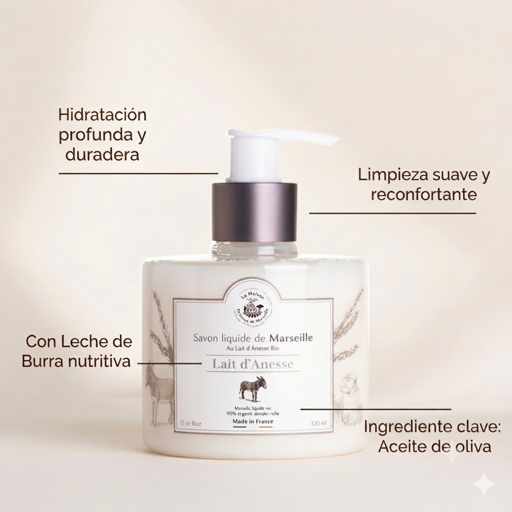 JABÓN LÍQUIDO DE MARSELLA 330mL LECHE DE BURRA