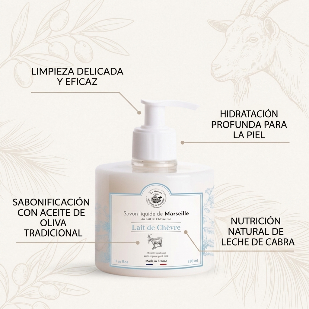 JABÓN LÍQUIDO DE MARSELLA LECHE DE CABRA 330ML