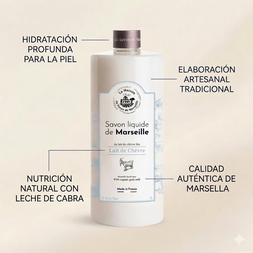 JABÓN LÍQUIDO DE MARSELLA 1L - LECHE DE CABRA BIO